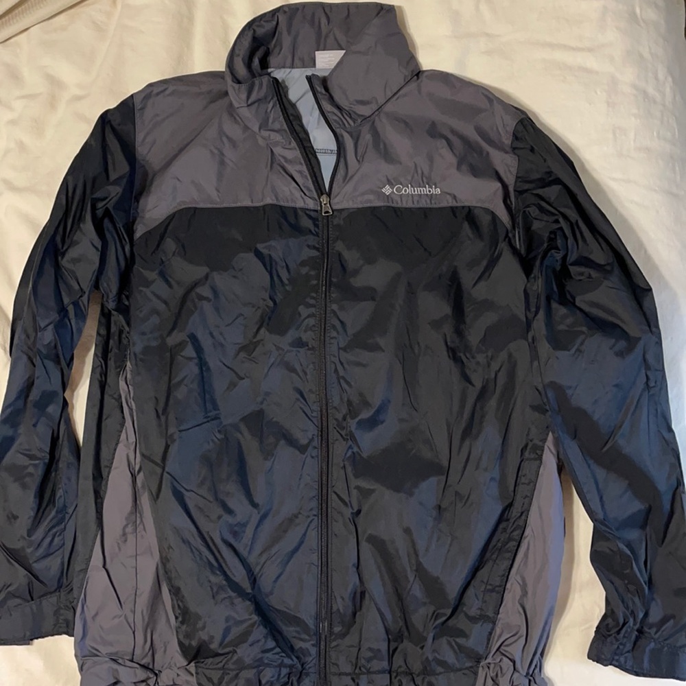 Columbia Rain Jacket, Black and Gray, Size L